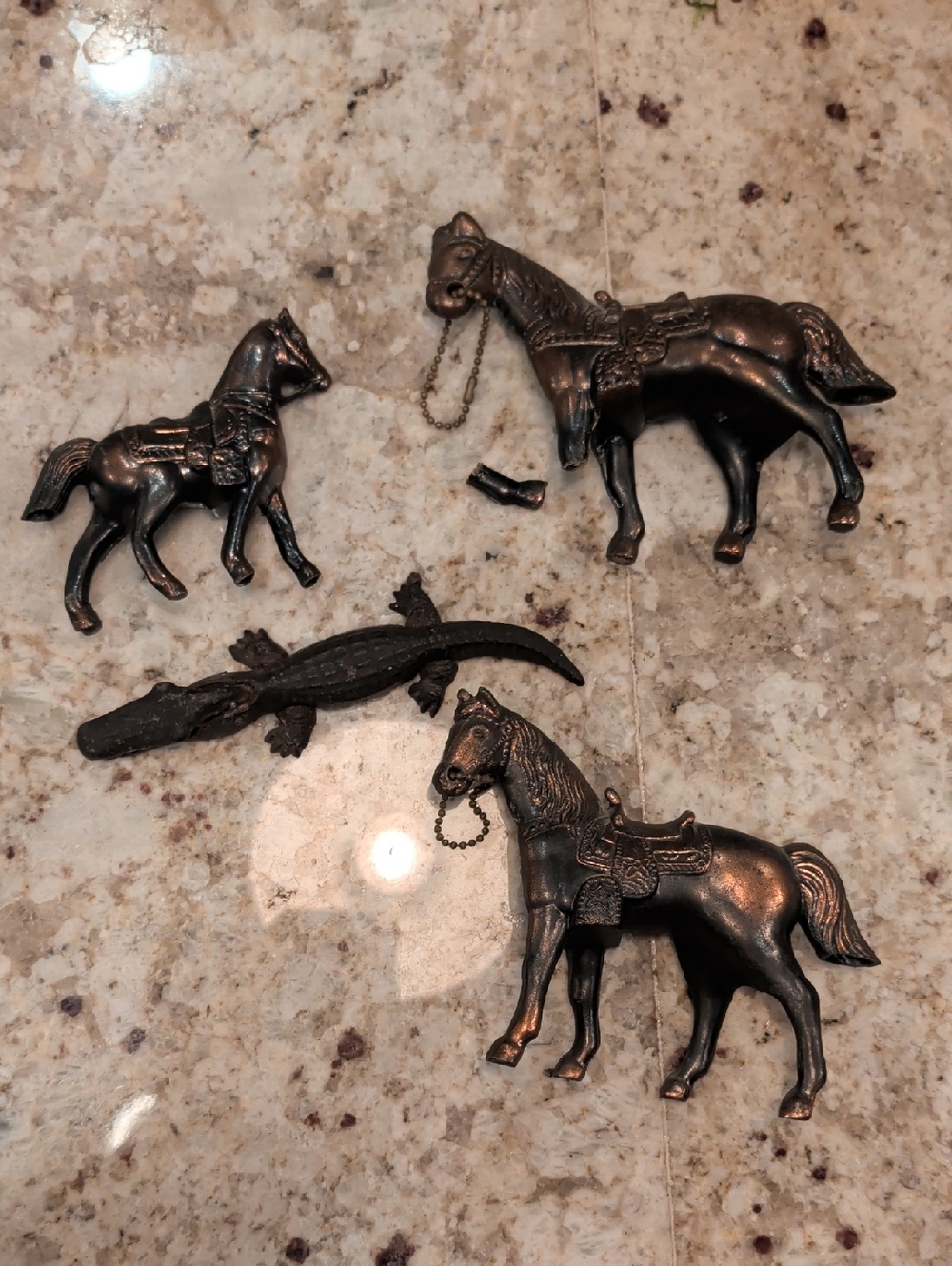 Vintage Metal Horses And Crocodile Nutcracker Lot